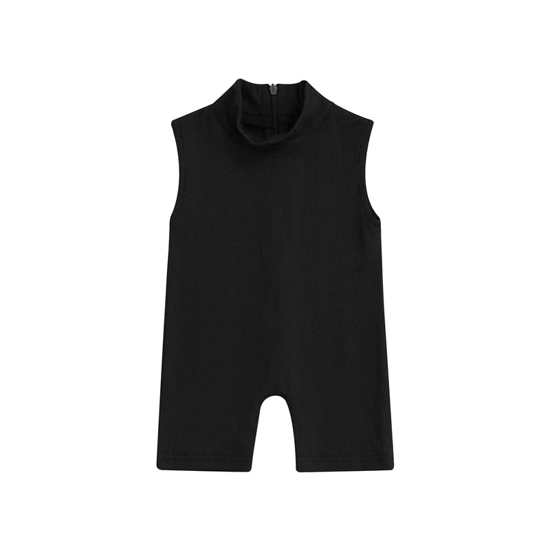 0-5Y  Back Zipper Elastic Playsuits