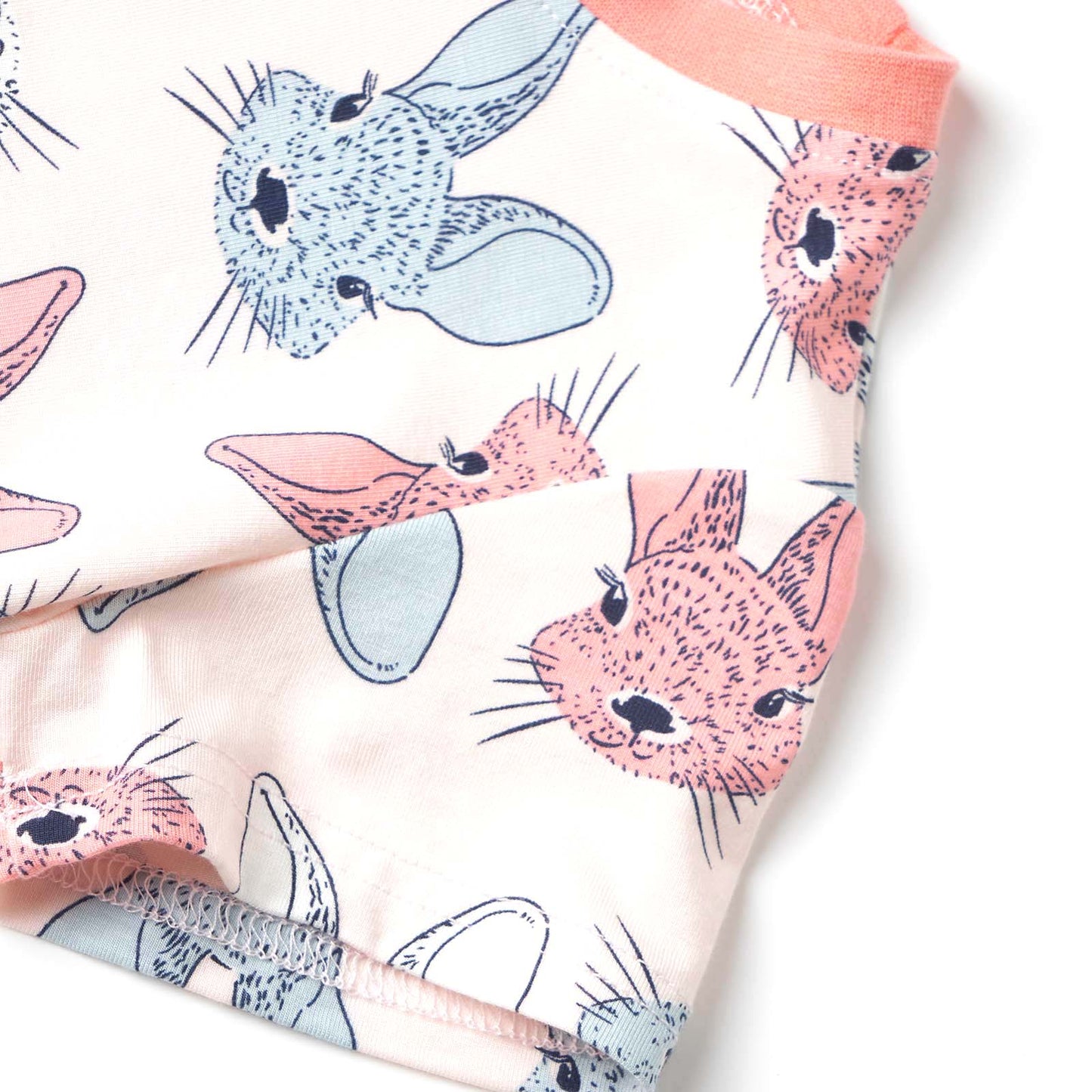 3-9Y  Cartoon Bunny Print Top+Shorts 2Pcs Clothes Soft Sleepwear