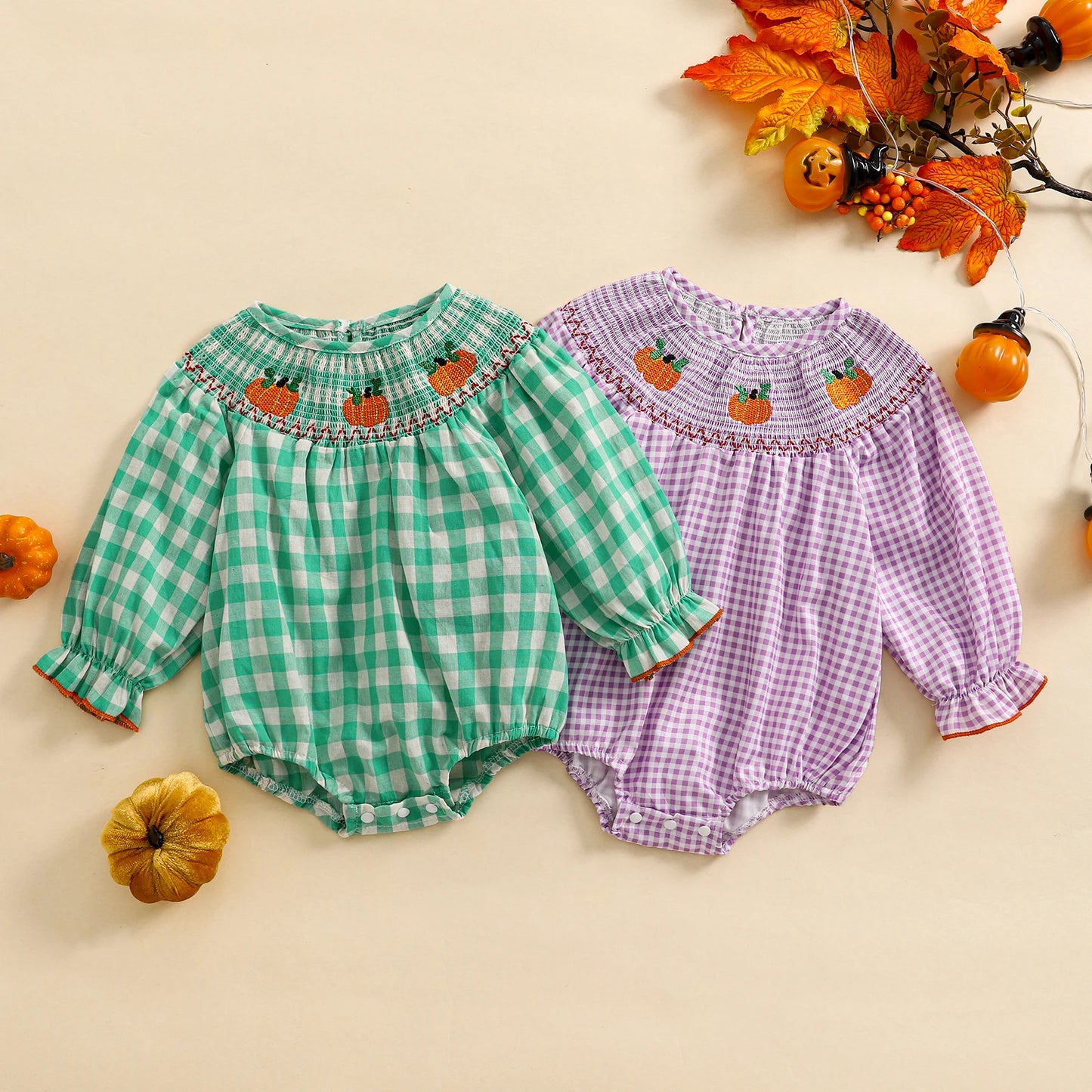 Neck Pumpkin Jumpsuit  0-3Y