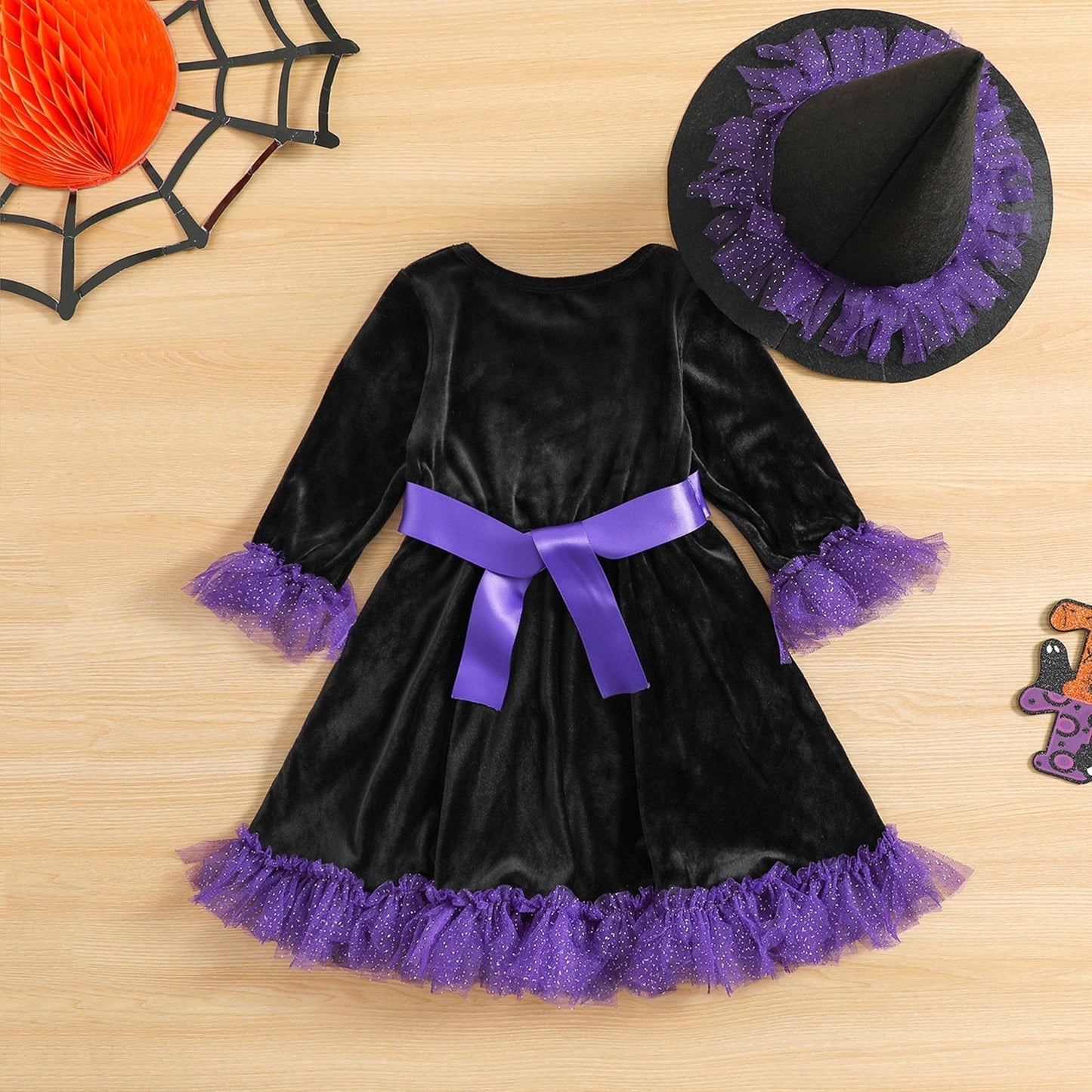 Princess Dress Halloween Contrast  With Hats 1-6Y