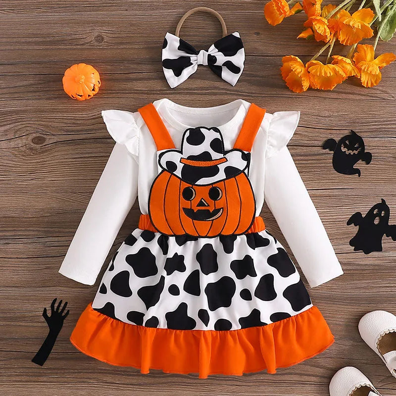 Halloween Pumpkin Suspender dress