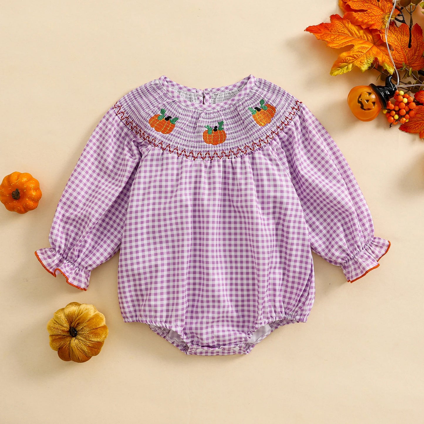 Neck Pumpkin Jumpsuit  0-3Y