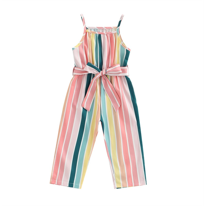 1-6Y Striped Printed Playsuits Pants With Belt