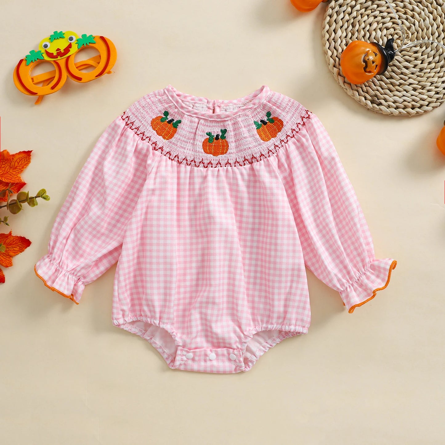 Neck Pumpkin Jumpsuit  0-3Y